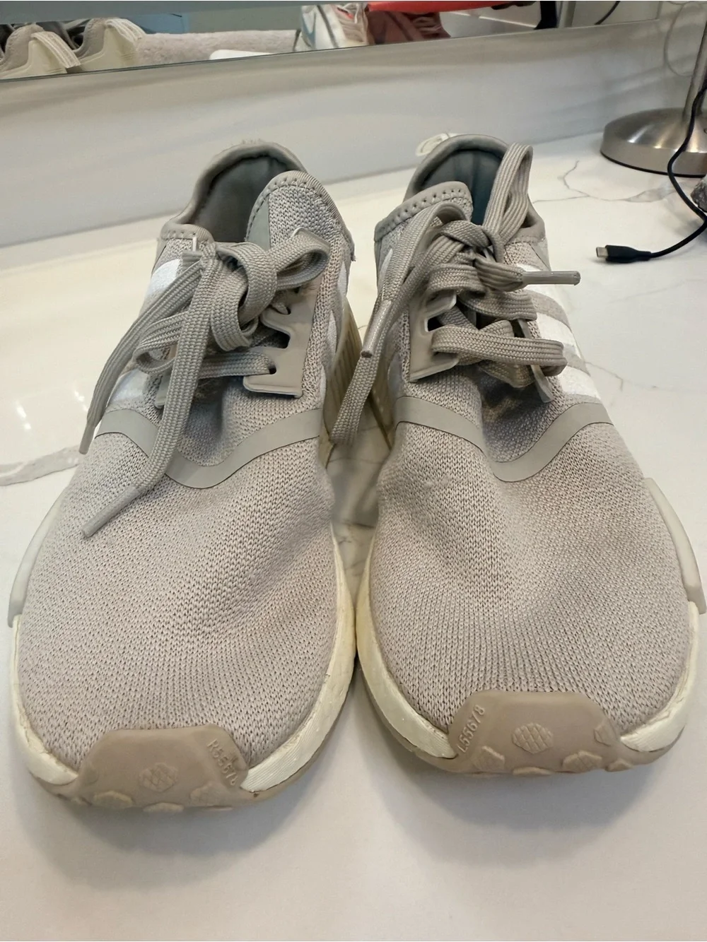 adidas Trainers in Light Gray with White Logo